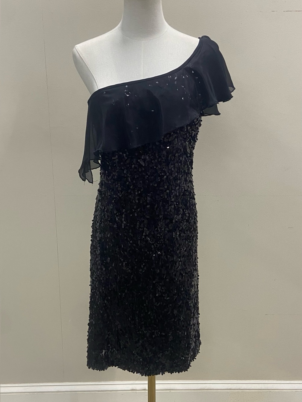 NWT Black One-Shoulder Sequin Cocktail Dress